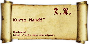 Kurtz Manó névjegykártya
